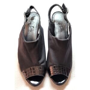 Life Stride Soft System Vampress 10M Heels Pumps Slingback Peep Toe Black